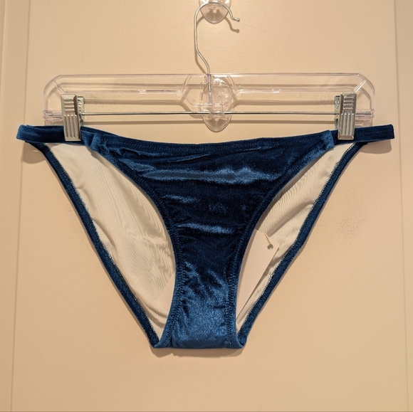 SOLID & STRIPED Velvet Blue and White Bikini Bottom XL - Picture 2 of 6